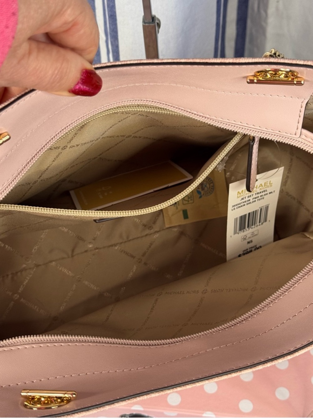 Michael Kors Jet Set Travel Large Shoulder Tote in Powder Blush Multi - Picture 4 of 16